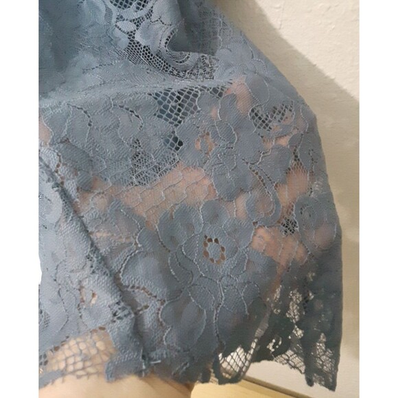 Free People Gilded Lace Victorian Mini Dress Dusty Blue Small P - Picture 14 of 15